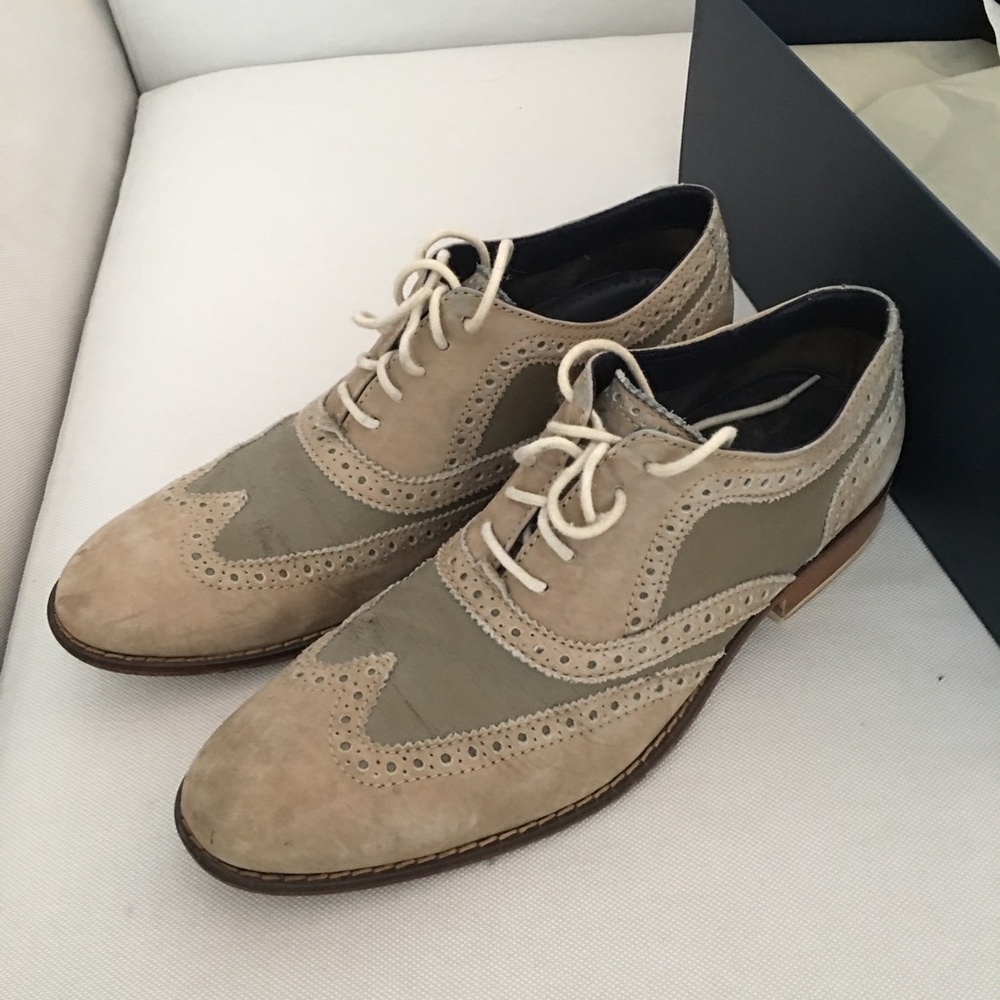Cole hann suede oxford wingtip dress shoes
